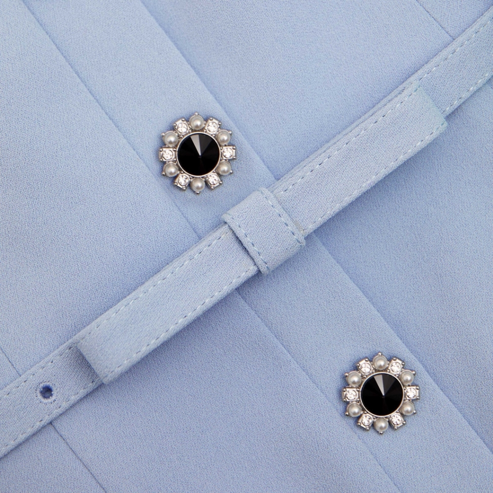 Self-Portrait Blue Crepe Button Midi Dress - Picture 5 of 14